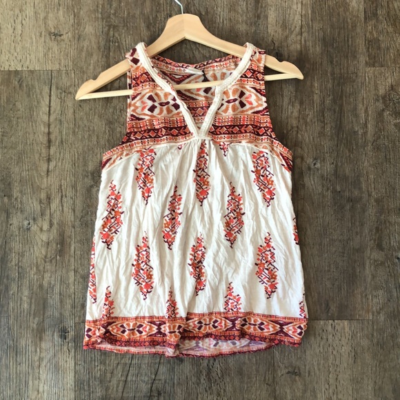 Anthropologie Akemi+Kin sleeveless top/blouse in white+orange+pink, size XS - Picture 2 of 7